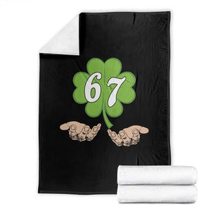 67 St Patricks Day Throw Blanket Six Seven Meme Shamrock Hand Gesture TS11 Black Print Your Wear