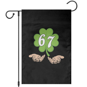 67 St Patricks Day Garden Flag Six Seven Meme Shamrock Hand Gesture TS11 Black Print Your Wear