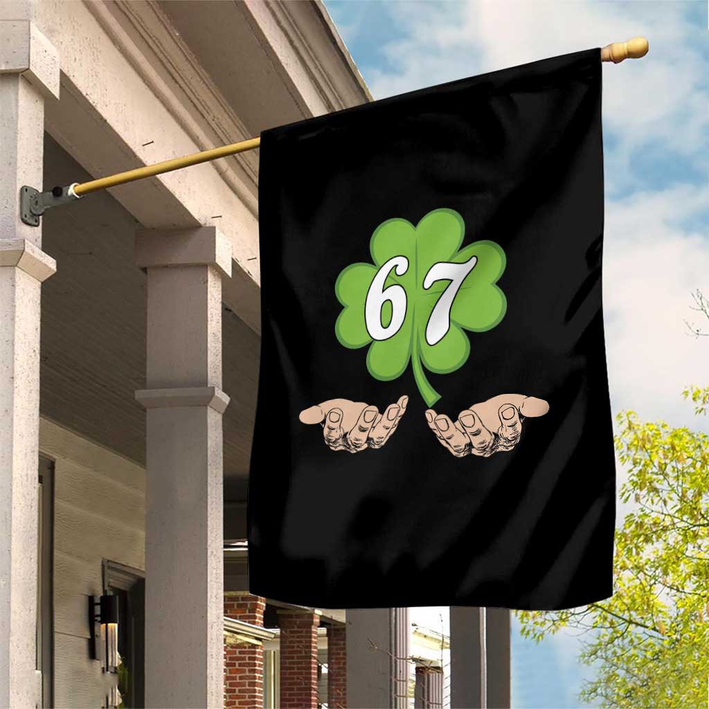 67 St Patricks Day Garden Flag Six Seven Meme Shamrock Hand Gesture TS11 Print Your Wear