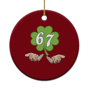 67 St Patricks Day Ceramic Ornament Six Seven Meme Shamrock Hand Gesture TS11 1pc Red Print Your Wear