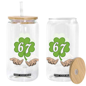 67 St Patricks Day Glass Can Six Seven Meme Shamrock Hand Gesture TS11 Print Your Wear