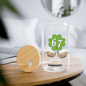 67 St Patricks Day Glass Can Six Seven Meme Shamrock Hand Gesture TS11 Print Your Wear