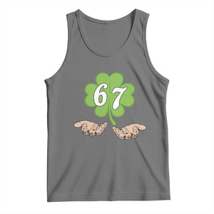 67 St Patricks Day Tank Top Six Seven Meme Shamrock Hand Gesture TS11 Black Heather Print Your Wear