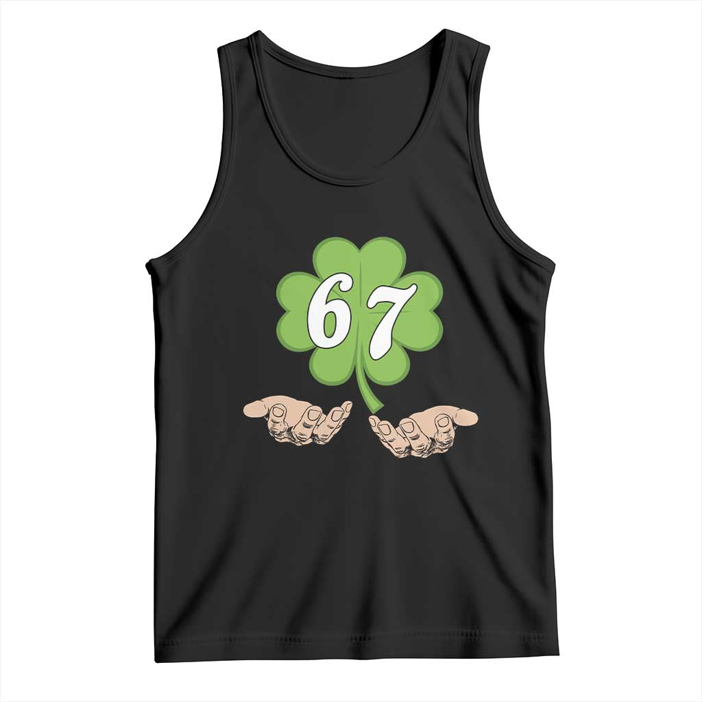 67 St Patricks Day Tank Top Six Seven Meme Shamrock Hand Gesture TS11 Black Print Your Wear