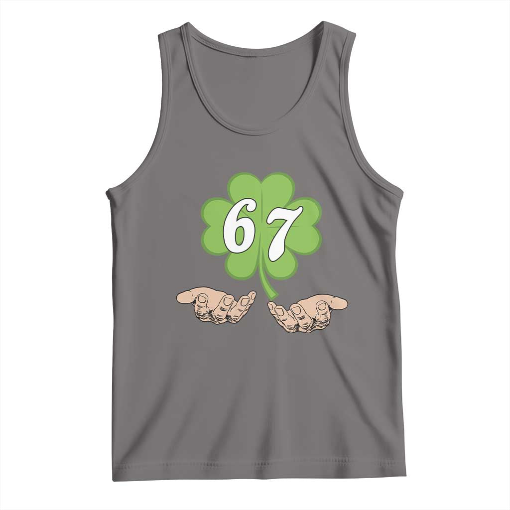 67 St Patricks Day Tank Top Six Seven Meme Shamrock Hand Gesture TS11 Deep Heather Print Your Wear
