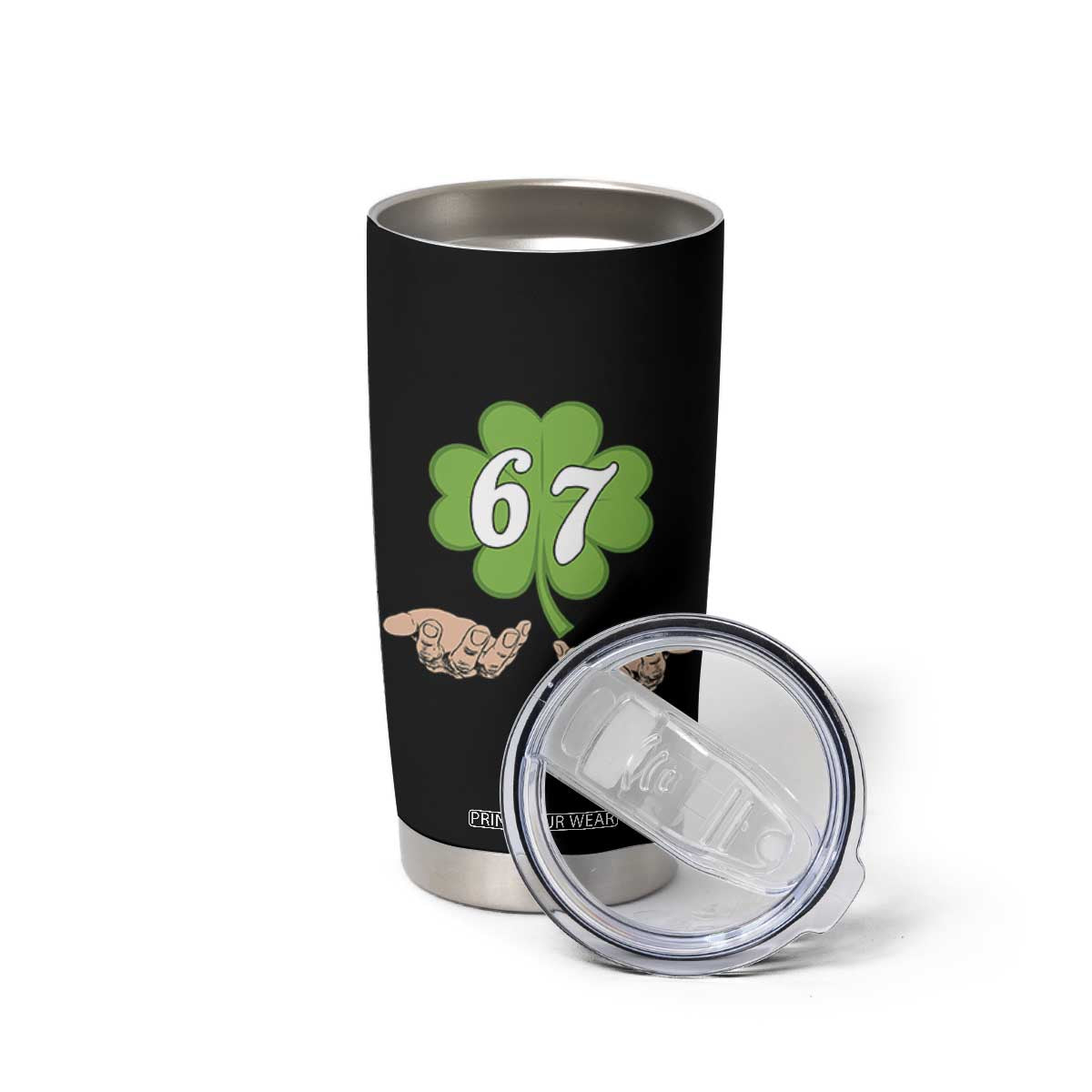 67 St Patricks Day Tumbler Cup Six Seven Meme Shamrock Hand Gesture TS11 Print Your Wear