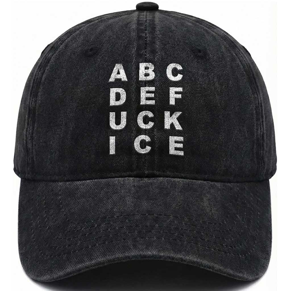 Funny Fuck Ice Protest Resistance Washed Cotton Baseball Cap Political Alphabet Graphic TS11 Print Your Wear