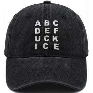 Funny Fuck Ice Protest Resistance Washed Cotton Baseball Cap Political Alphabet Graphic TS11 Print Your Wear