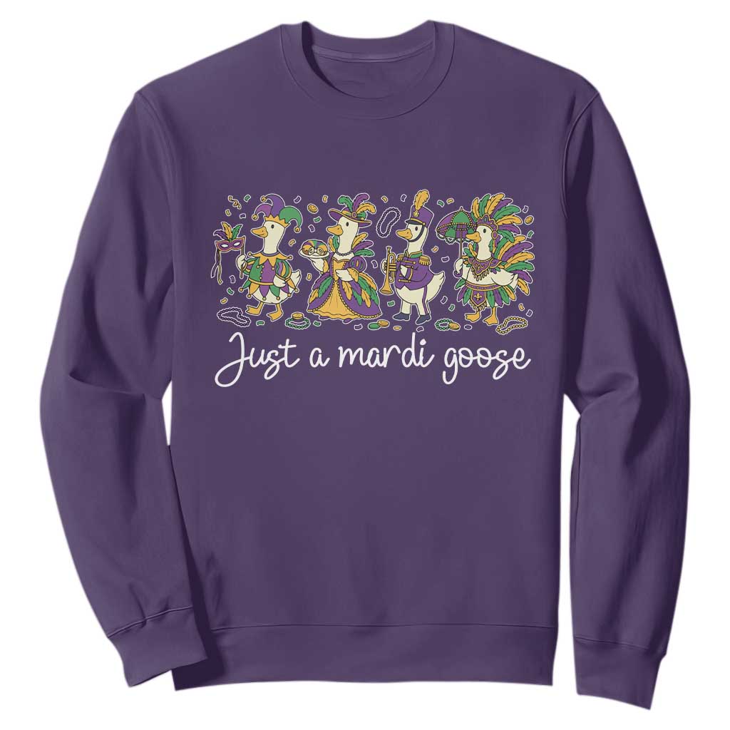 Goose Mardi Gras Sweatshirt Funny Just A Mardi Goose New Orleans Carnival TS11 Purple Print Your Wear
