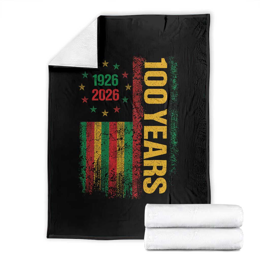 100 Years Of Black History Month Throw Blanket African American Centennial Milestone American Flag TS11 Black Print Your Wear