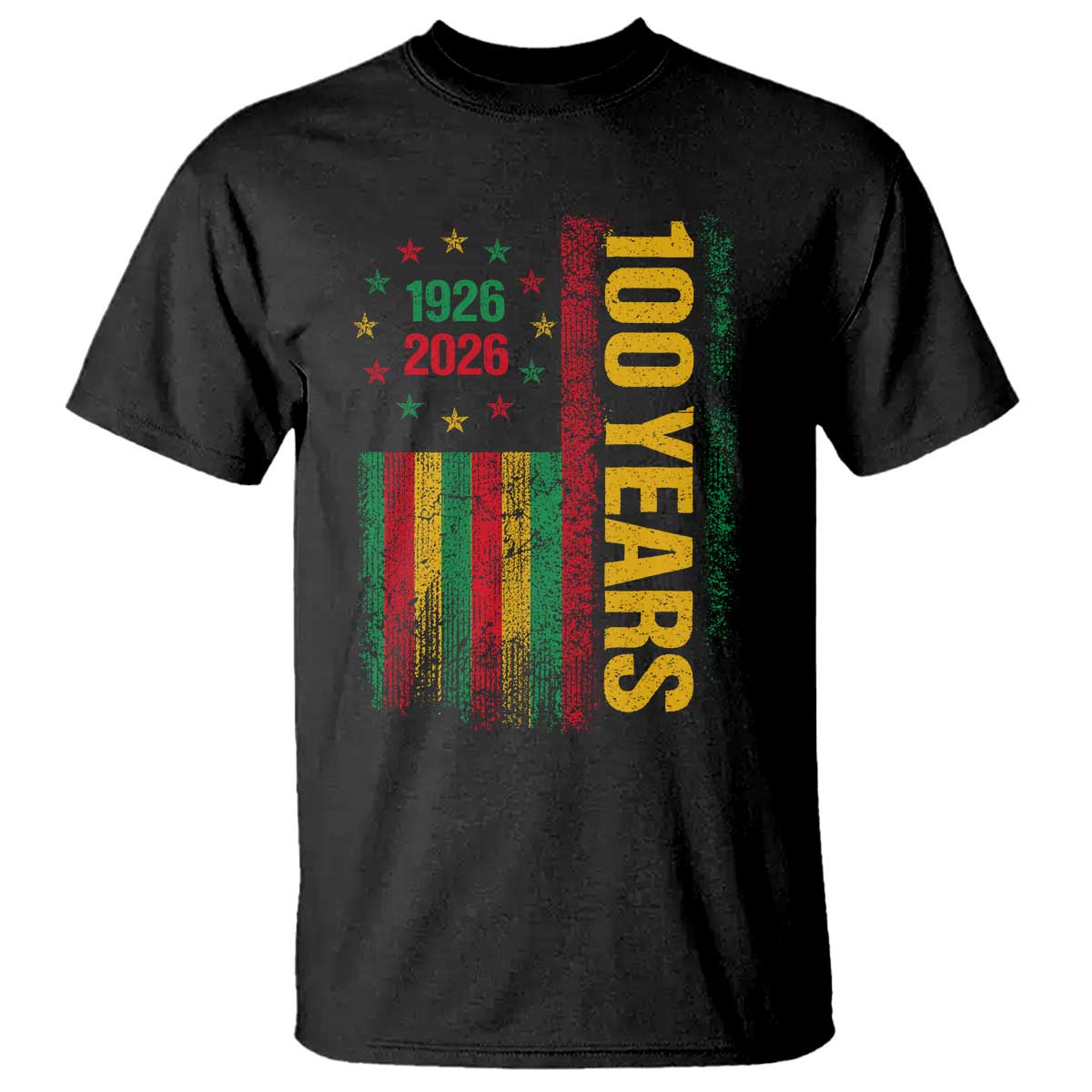 100 Years Of Black History Month T Shirt African American Centennial Milestone American Flag TS11 Black Print Your Wear