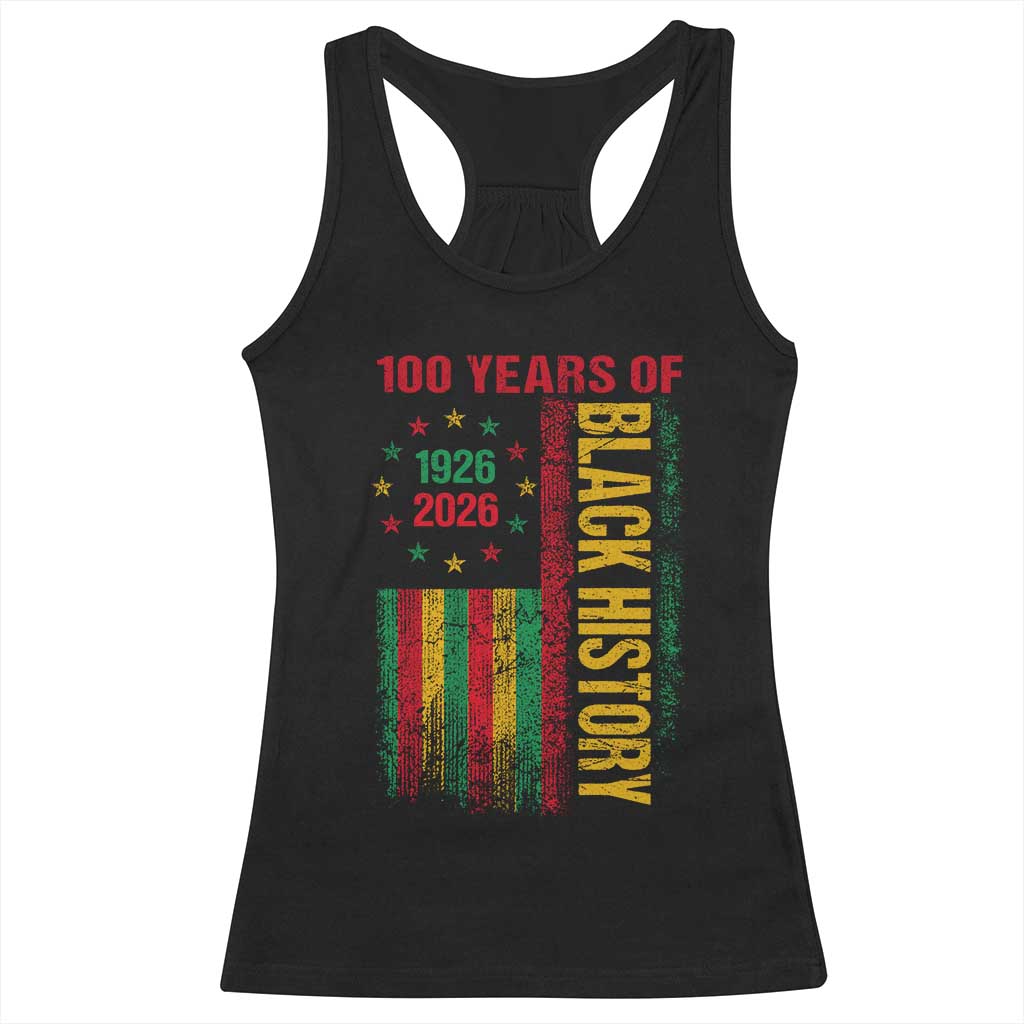 100 Years Of Black History Racerback Tank Top Centennial Milestone Vintage African American Flag TS11 Black Print Your Wear