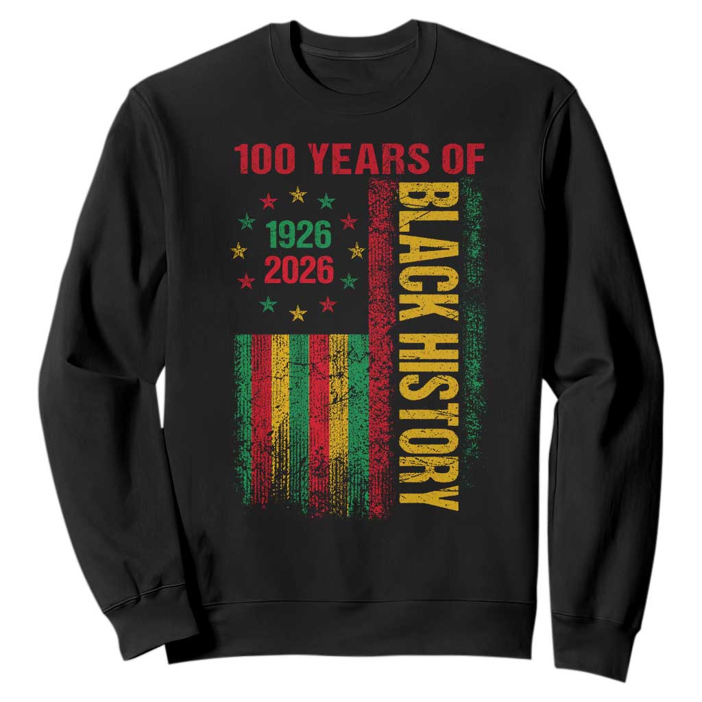 100 Years Of Black History Sweatshirt Centennial Milestone Vintage African American Flag TS11 Black Print Your Wear
