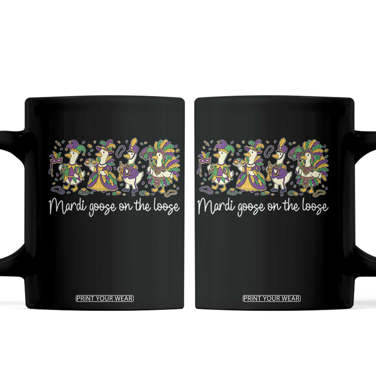 Goose Mardi Gras Coffee Mug Funny Mardi Goose On The Loose New Orleans Carnival TS11 Black Print Your Wear