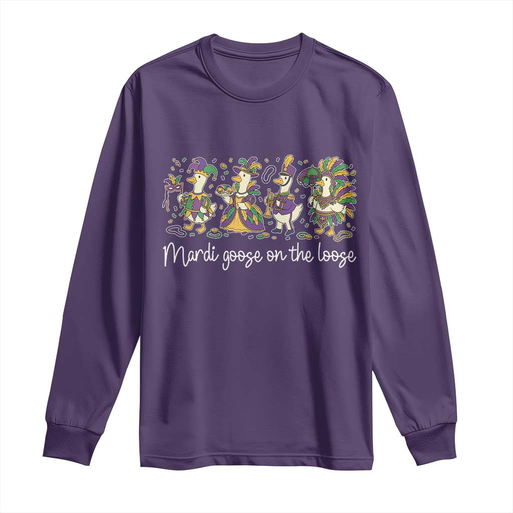 Goose Mardi Gras Long Sleeve Shirt Funny Mardi Goose On The Loose New Orleans Carnival TS11 Purple Print Your Wear