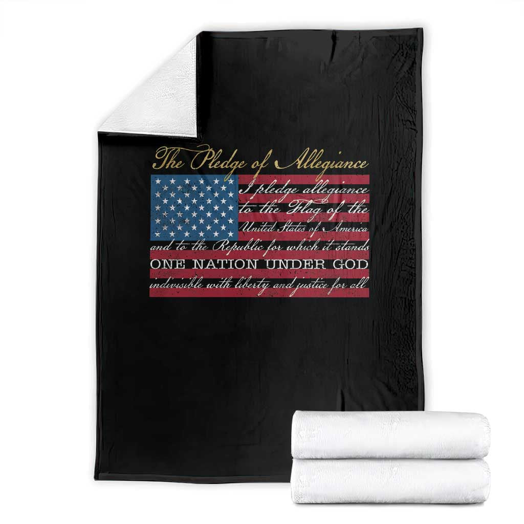 The Pledge of Allegiance Throw Blanket US Military Veteran Patriotic American Flag TS11 Black Print Your Wear