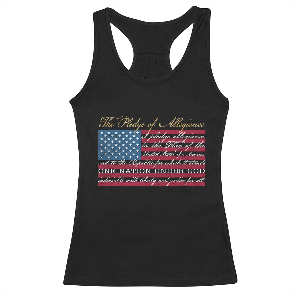 The Pledge of Allegiance Racerback Tank Top US Military Veteran Patriotic American Flag TS11 Black Print Your Wear