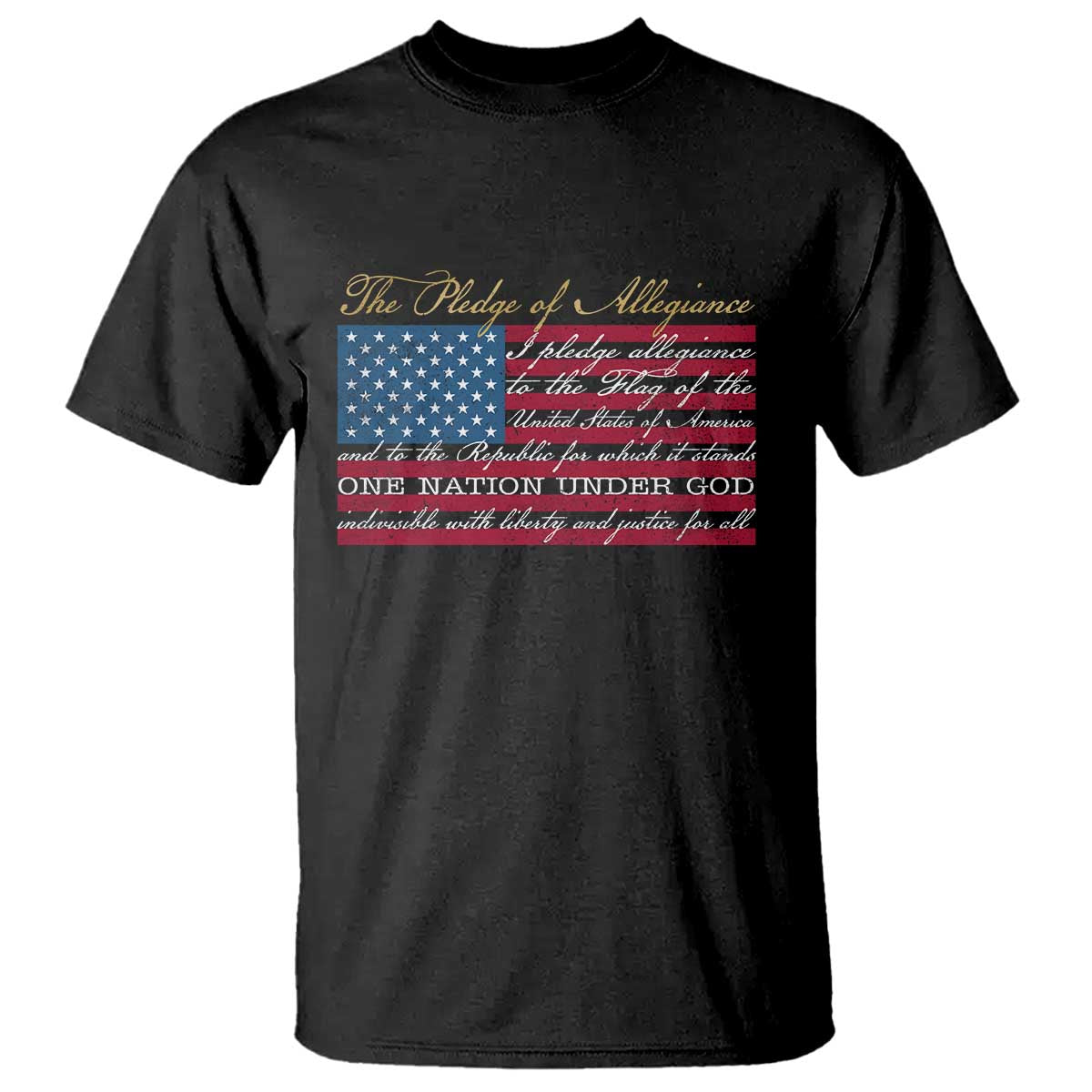 The Pledge of Allegiance T Shirt US Military Veteran Patriotic American Flag TS11 Black Print Your Wear