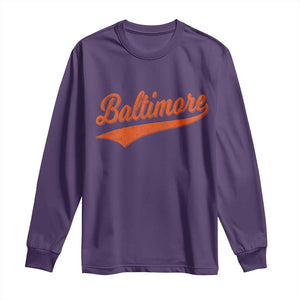 Baltimore Script Retro Baseball Sport Lovers City Pride Long Sleeve Shirt TS11 Purple Print Your Wear
