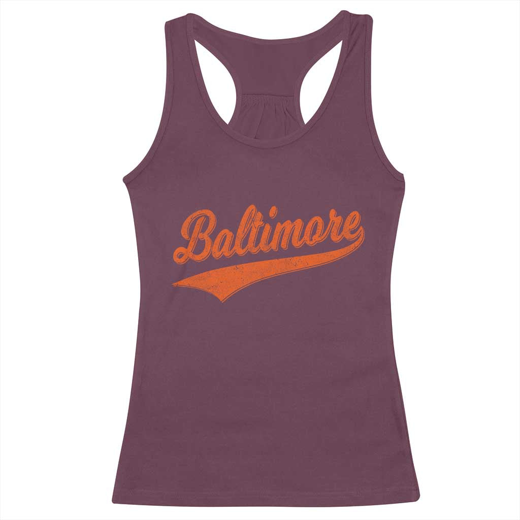 Baltimore Script Retro Baseball Sport Lovers City Pride Racerback Tank Top TS11 Maroon Print Your Wear