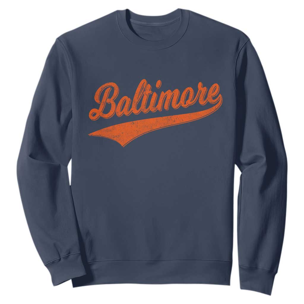 Baltimore Script Retro Baseball Sport Lovers City Pride Sweatshirt TS11 Navy Print Your Wear