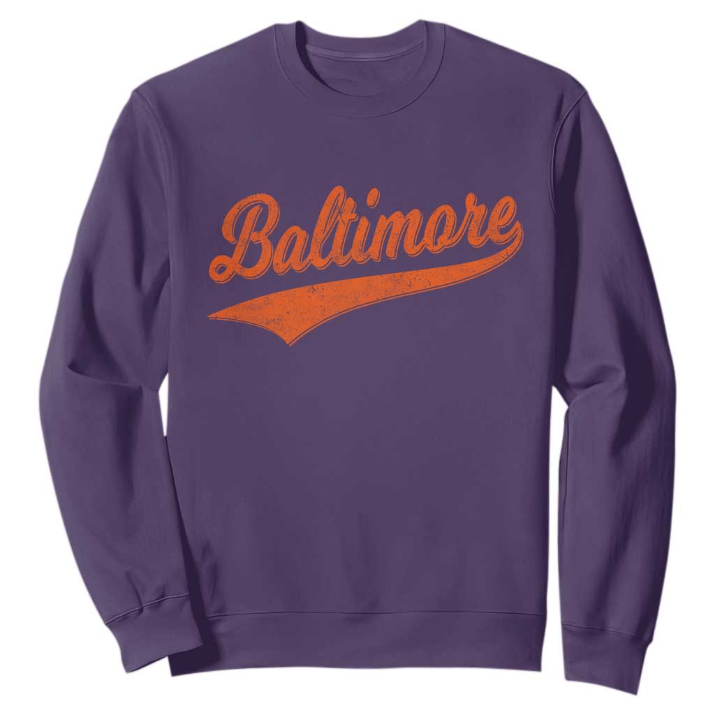 Baltimore Script Retro Baseball Sport Lovers City Pride Sweatshirt TS11 Purple Print Your Wear