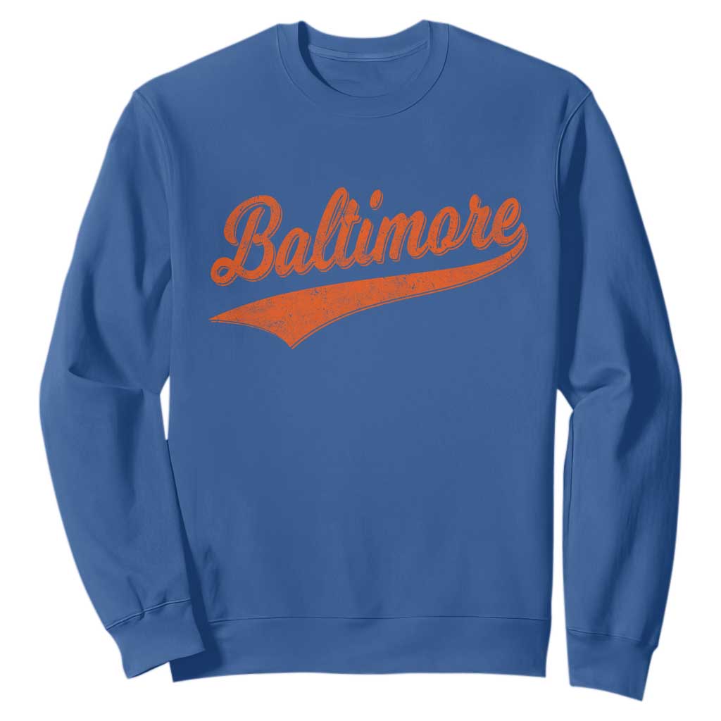 Baltimore Script Retro Baseball Sport Lovers City Pride Sweatshirt TS11 Royal Blue Print Your Wear