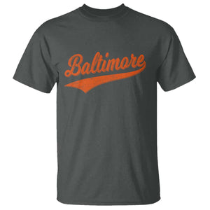 Baltimore Script Retro Baseball Sport Lovers City Pride T Shirt TS11 Dark Heather Print Your Wear