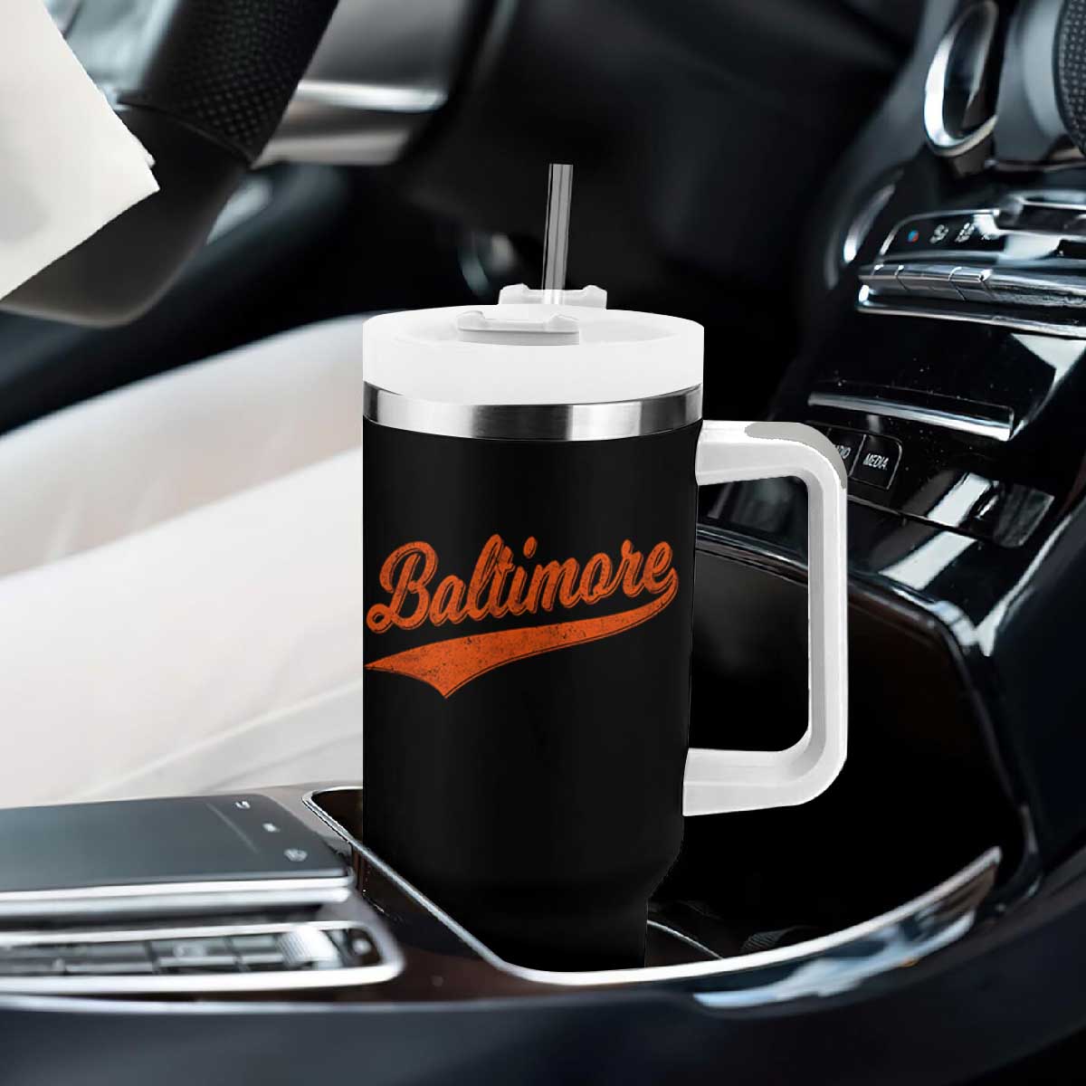 Baltimore Script Retro Baseball Sport Lovers City Pride Tumbler With Handle TS11 Print Your Wear