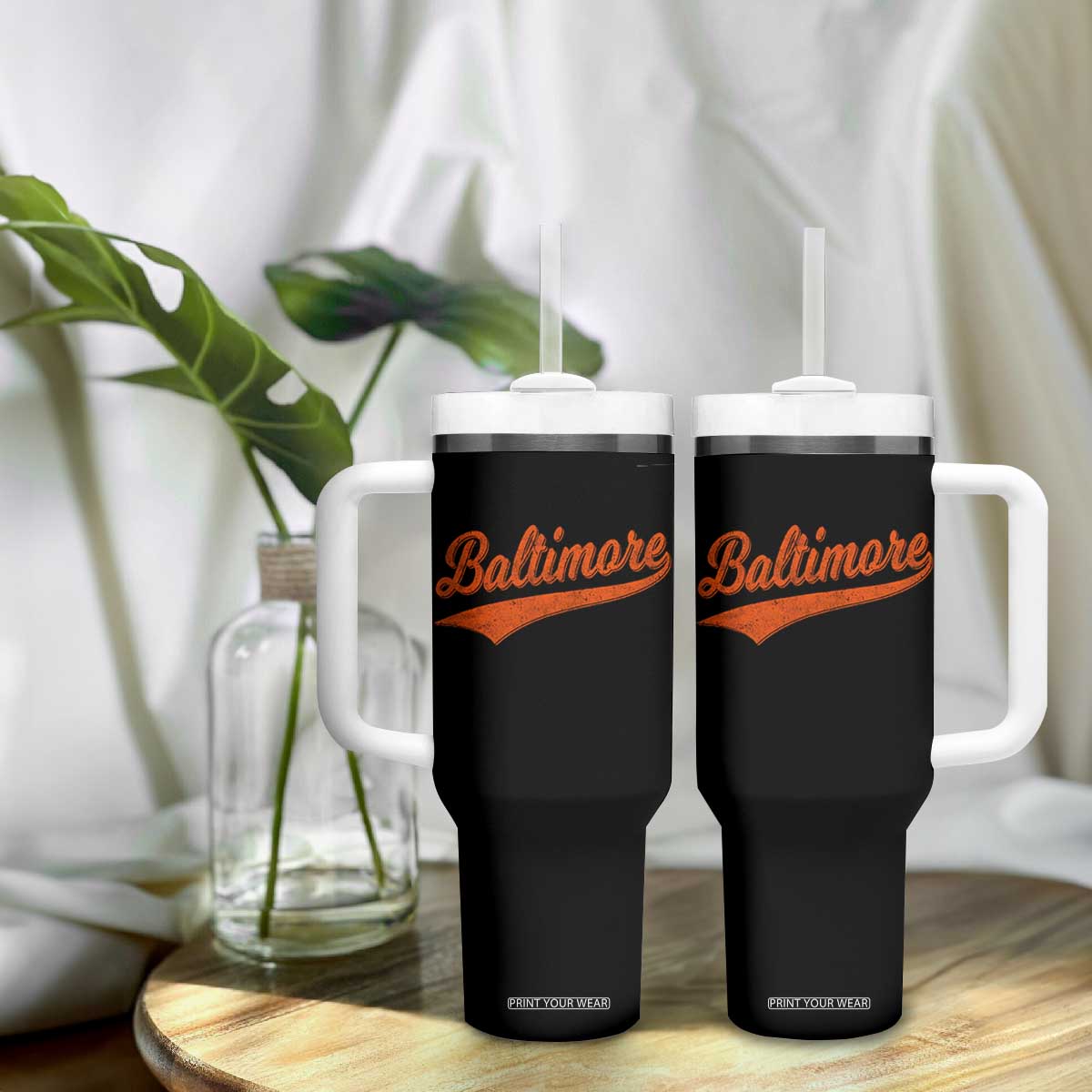 Baltimore Script Retro Baseball Sport Lovers City Pride Tumbler With Handle TS11 Print Your Wear