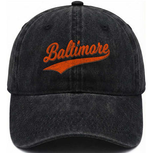 Baltimore Script Retro Baseball Sport Lovers City Pride Washed Cotton Baseball Cap TS11 Print Your Wear