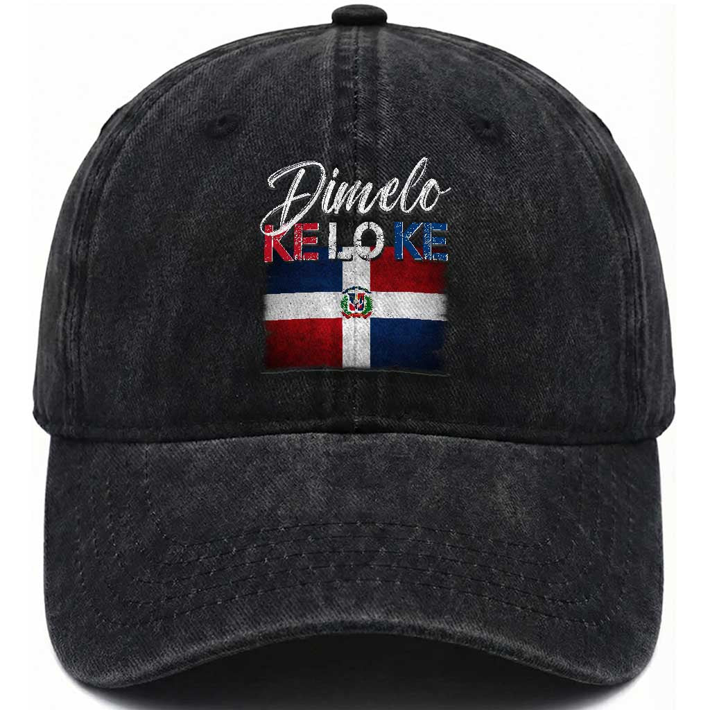 Dimelo Ke Lo Ke Dominican Republic Flag Washed Cotton Baseball Cap Caribbean Heritage