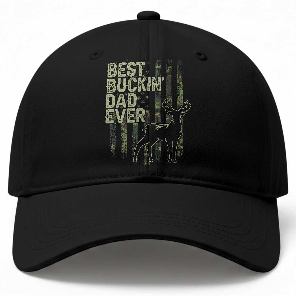 Funny Best Buckin Dad Ever Baseball Cap Deer Hunting Camo American Flag TS11 Print Your Wear