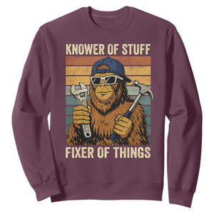 Knower Of Stuff Fixer Of Things Sweatshirt Mechanic Bigfoot Dad TS11 Maroon Print Your Wear