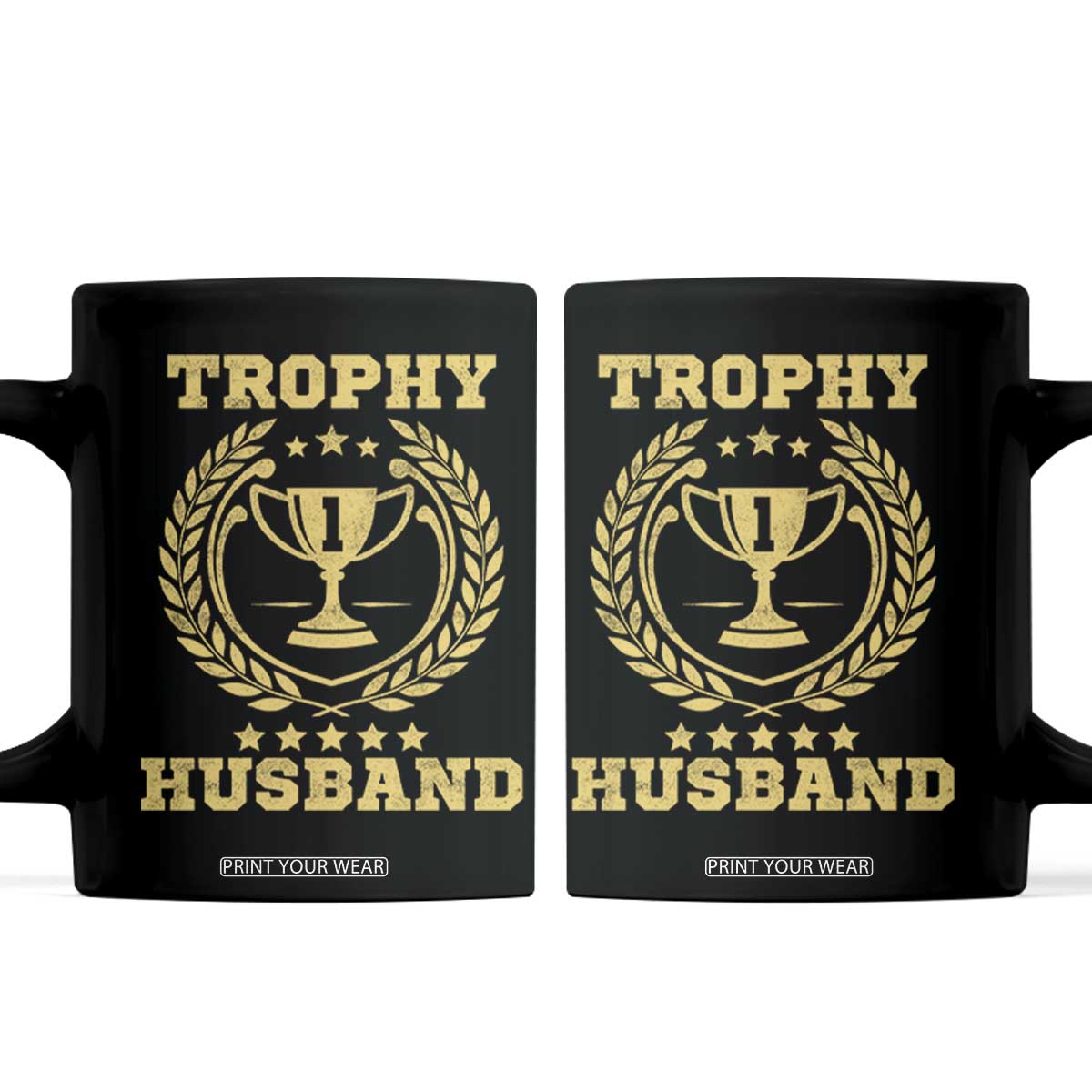 Trophy Husband Coffee Mug Funny Hubby Groom Humor Marriage Anniversary TS11 Black Print Your Wear