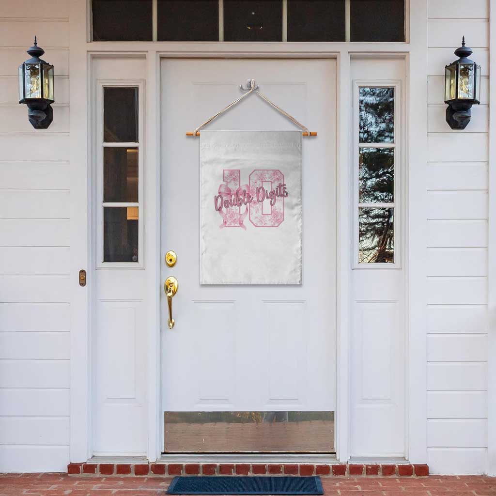 10th Birthday Garden Flag Double Digits Pink Coquette Bow 10 Year Old Aesthetic TS11 Print Your Wear