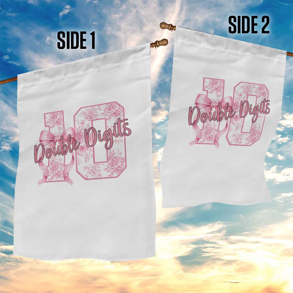 10th Birthday Garden Flag Double Digits Pink Coquette Bow 10 Year Old Aesthetic TS11 Print Your Wear