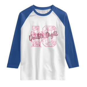 10th Birthday Raglan Shirt Double Digits Pink Coquette Bow 10 Year Old Aesthetic TS11 White Royal Print Your Wear