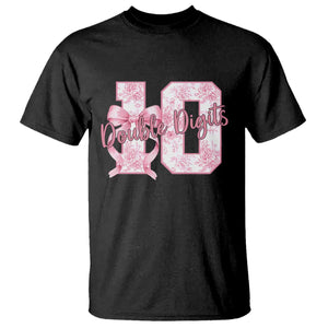10th Birthday T Shirt Double Digits Pink Coquette Bow 10 Year Old Aesthetic TS11 Black Print Your Wear