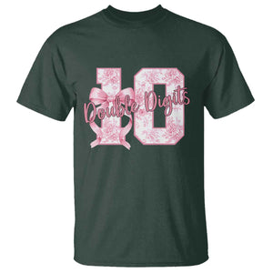 10th Birthday T Shirt Double Digits Pink Coquette Bow 10 Year Old Aesthetic TS11 Dark Forest Green Print Your Wear