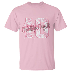 10th Birthday T Shirt Double Digits Pink Coquette Bow 10 Year Old Aesthetic TS11 Light Pink Print Your Wear