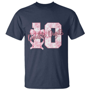 10th Birthday T Shirt Double Digits Pink Coquette Bow 10 Year Old Aesthetic TS11 Navy Print Your Wear