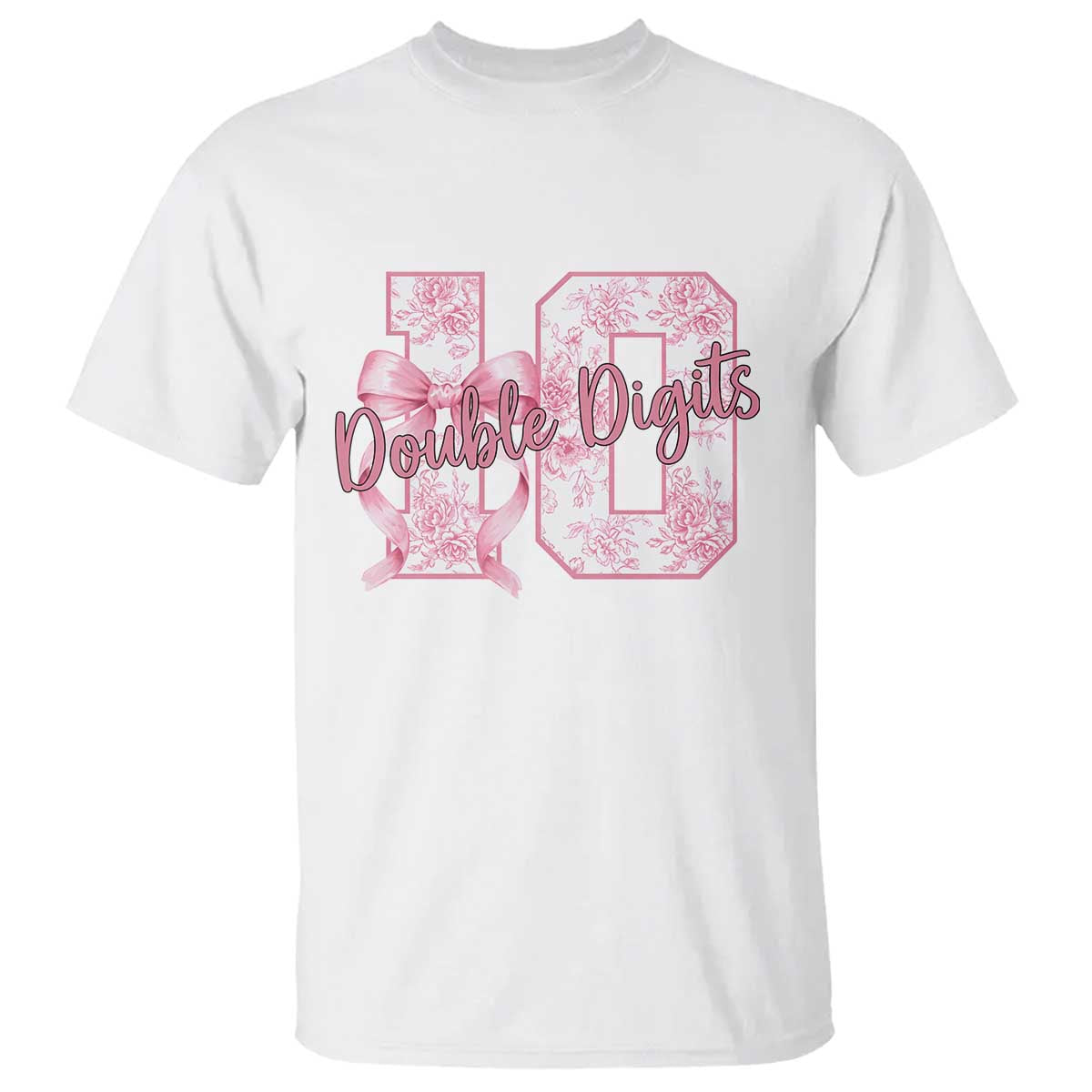 10th Birthday T Shirt Double Digits Pink Coquette Bow 10 Year Old Aesthetic TS11 White Print Your Wear