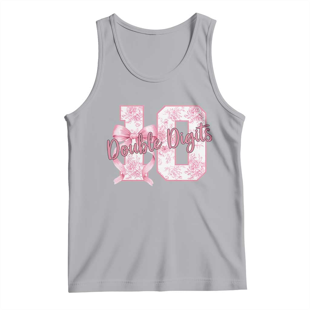 10th Birthday Tank Top Double Digits Pink Coquette Bow 10 Year Old Aesthetic TS11 Athletic Heather Print Your Wear