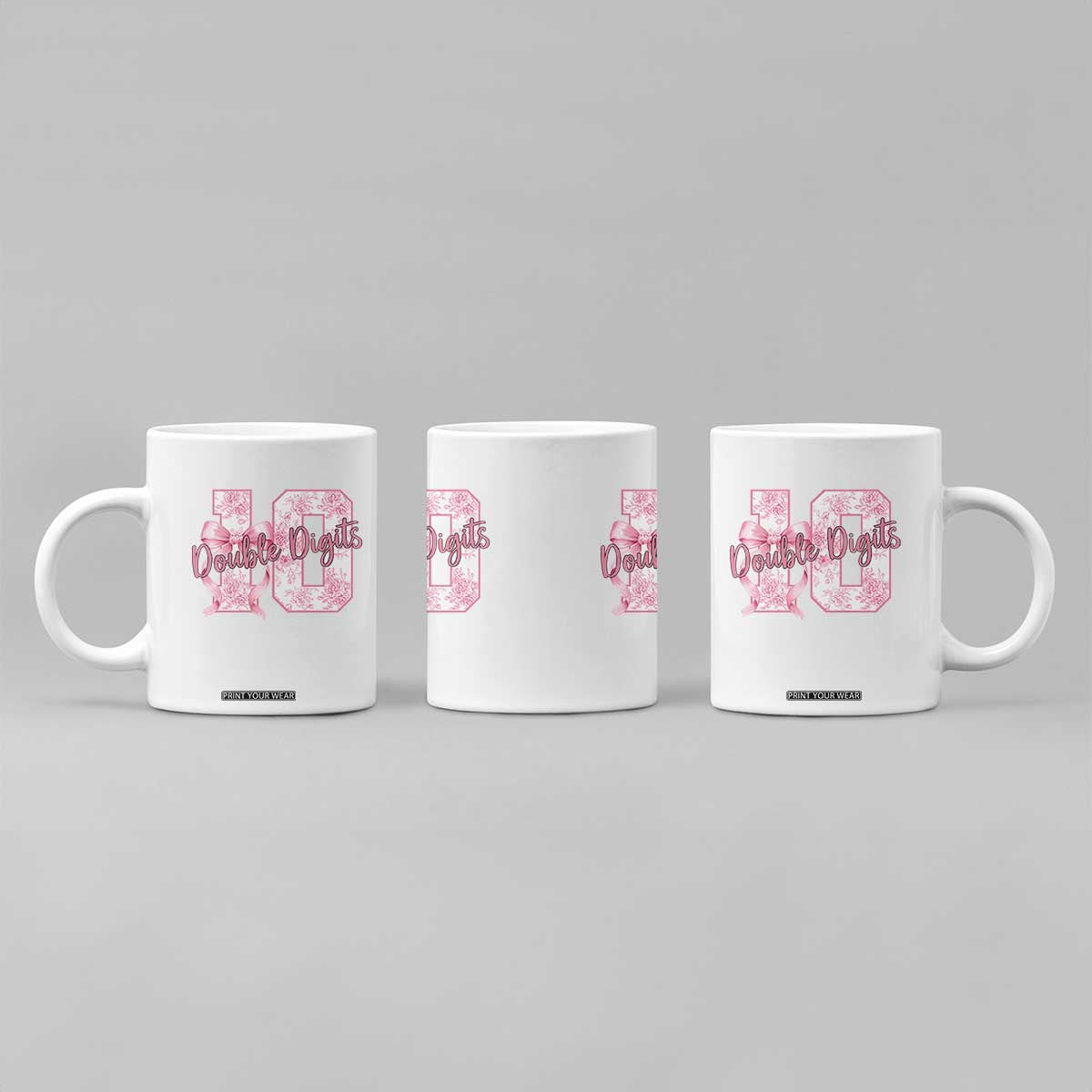 10th Birthday Coffee Mug Double Digits Pink Coquette Bow 10 Year Old Aesthetic TS11 Print Your Wear