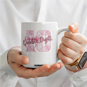 10th Birthday Coffee Mug Double Digits Pink Coquette Bow 10 Year Old Aesthetic TS11 Print Your Wear