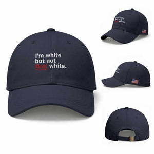 I'm White But Not That White Baseball Cap Funny Meme Quote TS11 Baseball Cap Universal Fit Navy Print Your Wear