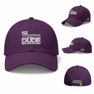 The Birthday Dude Baseball Cap Funny Birthday Guy Gift TS11 Baseball Cap Universal Fit Purple Print Your Wear