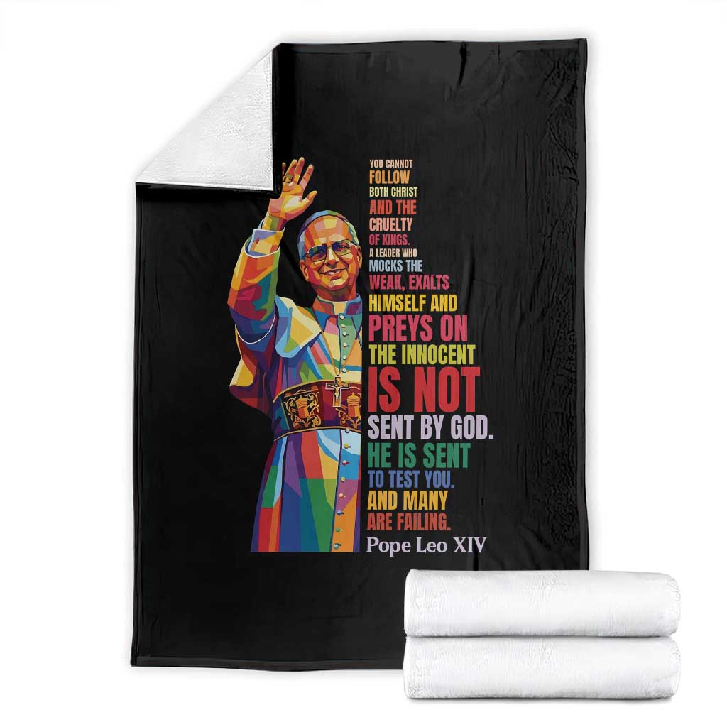 Pope Leo XIV No Kings Throw Blanket You Cannot Follow Both Christ And The Cruelty Of Kings TS11 Black Print Your Wear
