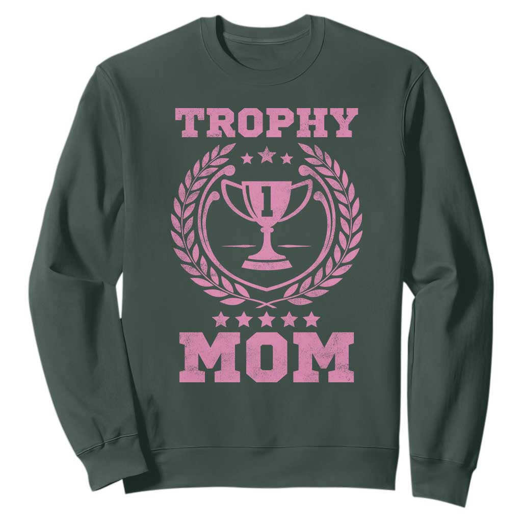 Trophy Mom Sweatshirt Number One Mama Funny Mother's Day TS11 Dark Forest Green Print Your Wear